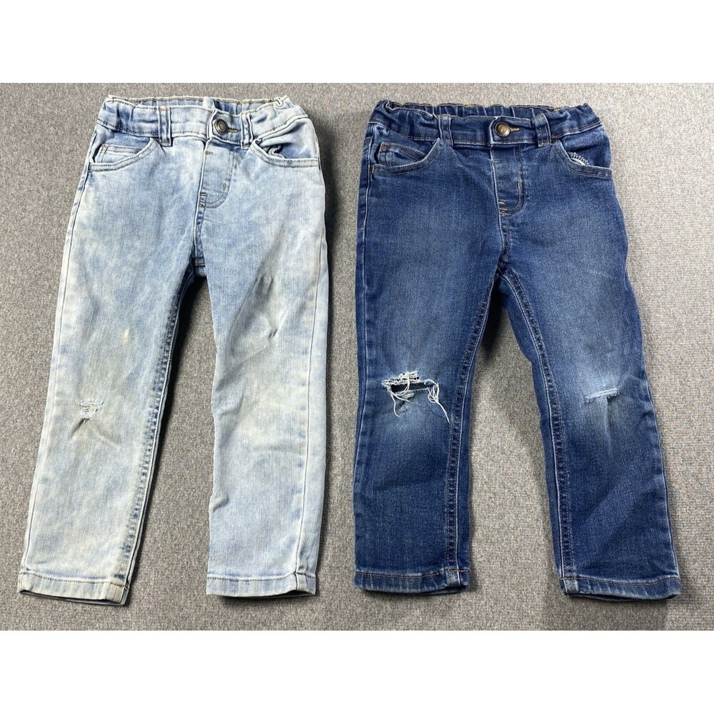 Garanimals Toddler Girl Jeans 3T Pull On Adjustable Waist Distressed (Set Of 2)